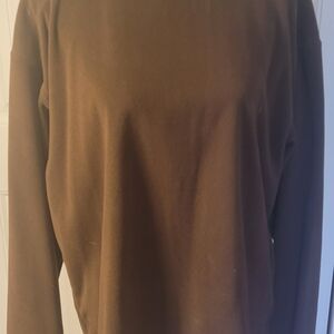COLUMBIA Ribbed Mock Neck Knit Top, Brown, GUC, L, Wear Alone or Base Layer!